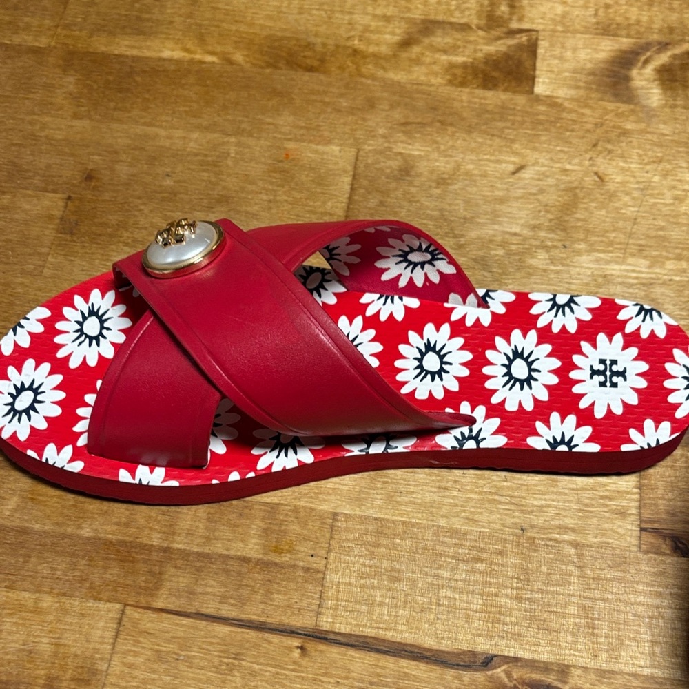 Tory Burch Red Daisy Women's Sandals size 7.5 - Picture 4 of 9